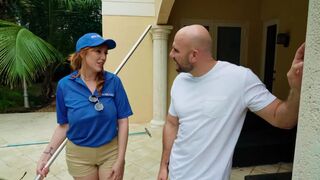 My redhead MILF pool girl is a total ass slut