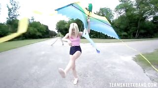 A girl is having fun with a guy straight in nature