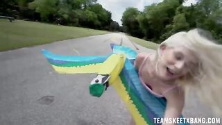 A girl is having fun with a guy straight in nature