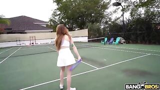 The cute girl received a lesson on how to fuck from a tennis coach