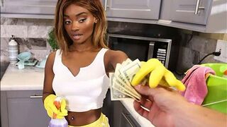 A maid got some messy sex and cum on her face for money