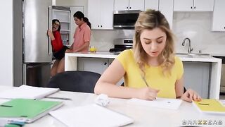 Unforgettable big natural tit threesome with a hot tutor tips scene
