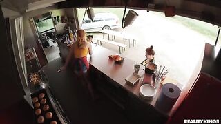 He fucked the redhead on the kitchen table with glasses