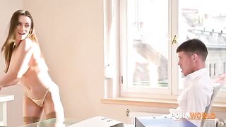 Busty boss Josephine calls her employee for extra service