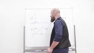 It's all over our ass again. A stunning office scene with stockings