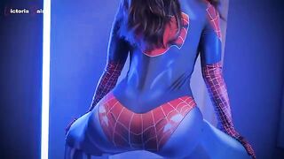 First time with Spider-Man in latex, full home vid
