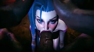 Jinx and Vi enjoy a big black cock in 3D