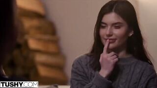 BFFs Talia and Stefany enjoy intense anal threesome sex with a guy