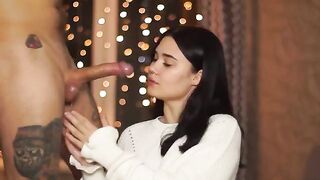 This video will make you feel at home for the New Year, featuring a stunning brunette babe who knows how to make a big dick feel welcome with her deepthroat and handjob skills. Shot in an amateur style, this Russian homemade clip captures the raw passion 