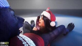 Busty beauty fucked by a wild werewolf on XXXMAS