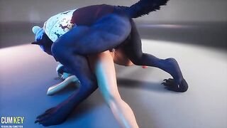 Busty beauty fucked by a wild werewolf on XXXMAS