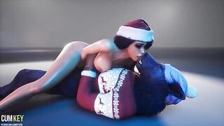 Busty beauty fucked by a wild werewolf on XXXMAS