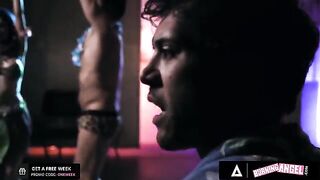 The fire dancer Jewelz Blu gets her pussy destroyed by the barman’s huge dick