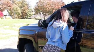 A hot girl was picked up by a driver and she had to pay with her body