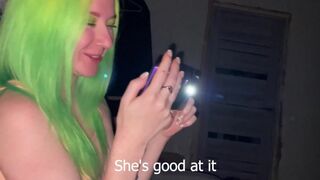 Girl sucks her friend's boyfriend's dick for a bet on the party