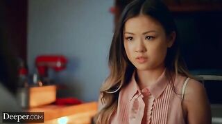 Petite Asian hottie Lulu Chu gets her pussy railed in an intense threesome