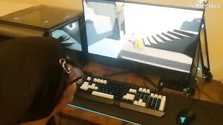 A cute couple has fun with a video game and blowjob challenge