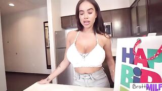 Busty stepmom Victoria June gets a sex toy as a gift