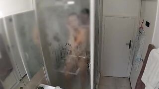 The guy did not let her wash in peace and they fucked in the shower
