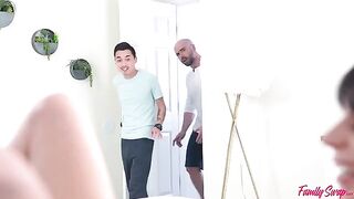 Group sex of the indecent way. A hotwife is getting fucked by her lover on camera