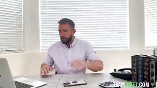 A cute girl teaches art of sex to a young guy in a sensual scene