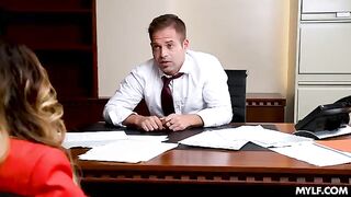 A couple has sex right in the office with the boss
