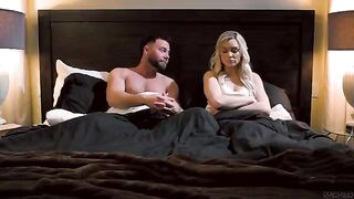 A hot passion night with a hot blondie on the bed