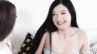 Appetizing girls carefully fucked in their ass by a strong cock in an erotic lesbian scene
