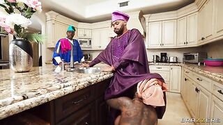 Ebony beauties get their holes magically stretched in FFM