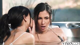A day of passion in a heavenly place with brunette beauties