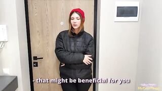 The delivery girl gave herself as a bonus to the order