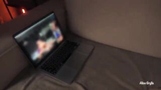 Girl became horny while watching porn on Pornhub and got fucked hard