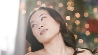 An Asian girl was caressed by her lover in a passionate encounter