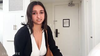 A busty coworker gets fucked without a condom during a business trip