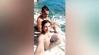 A walk in the mountains can end with a hot solo scene