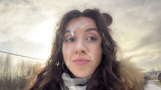 A man made a bet that he could walk with sperm on his face