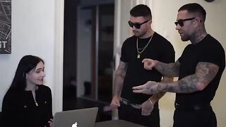 The guy is fucking his submissive girl with a tiny dick