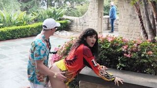An Iranian girl is checking out the historical sites and gets horny