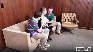 A hot chick got fucked on the couch and came
