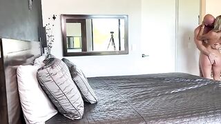 The guy is blindfolded and the girl must find his dick to fuck him