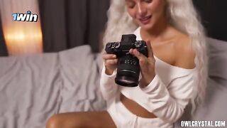 A girl is happy to finally hold a real dick in her hand