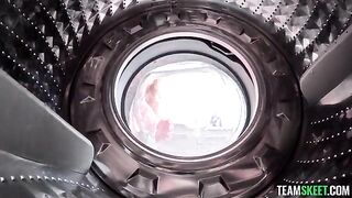 The blonde had a problem with the washing machine and called for help