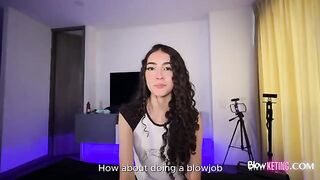 The cute Latina girl passionately fucks and swallows all the cum