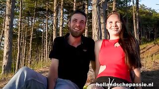 A girl in the forest wants to have sex very badly