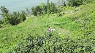 Instead of a picnic, they fucked in the field, just like a real voyeur scene