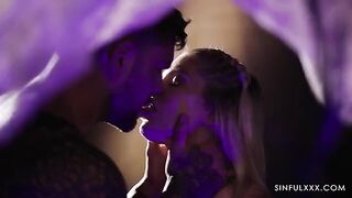 A man gets his dick sucked while watching his girlfriend getting fucked