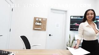 The girl was pleased with a nice surprise from her colleague