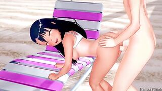 Hentai beach sex with Nagatoro, the hot Asian girl in bikini