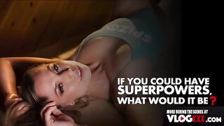 Massage pounding interview BTS with stunning Aidra Fox