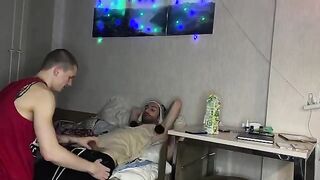 Two guys fucked a girl with tight pussy at a college party